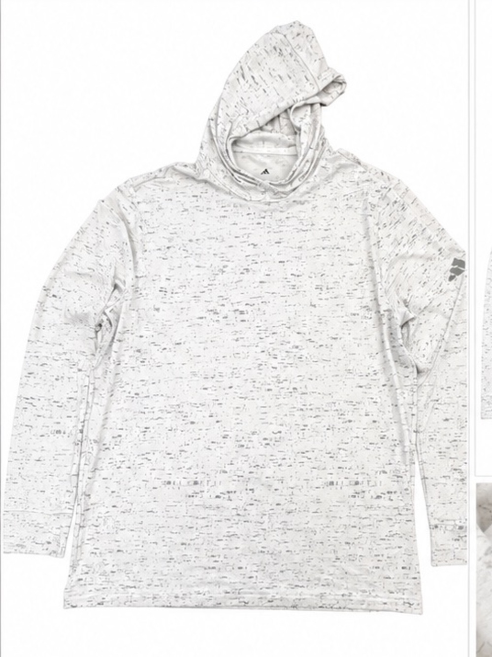adidas Light Gray Marled DropTemp Hooded Long-Sleeve Shirt